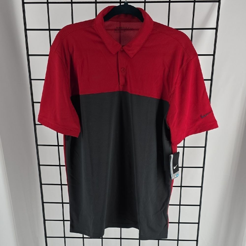 Nike Golf Men's Polo Shirt in Red and Black Size M NEW